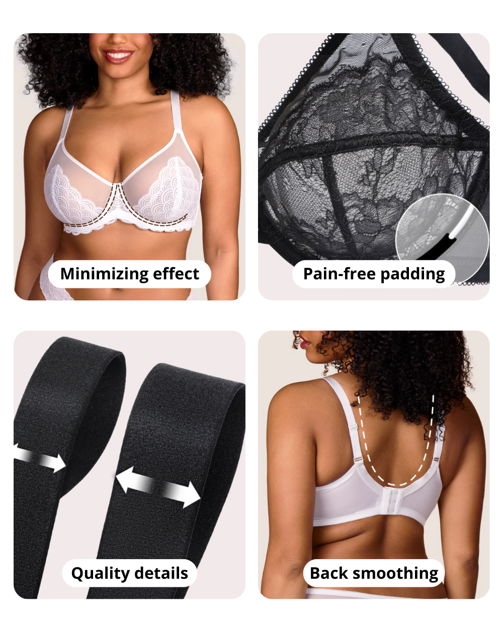 Elegant Breast Minimizer Bra with Soft Lace Support™
