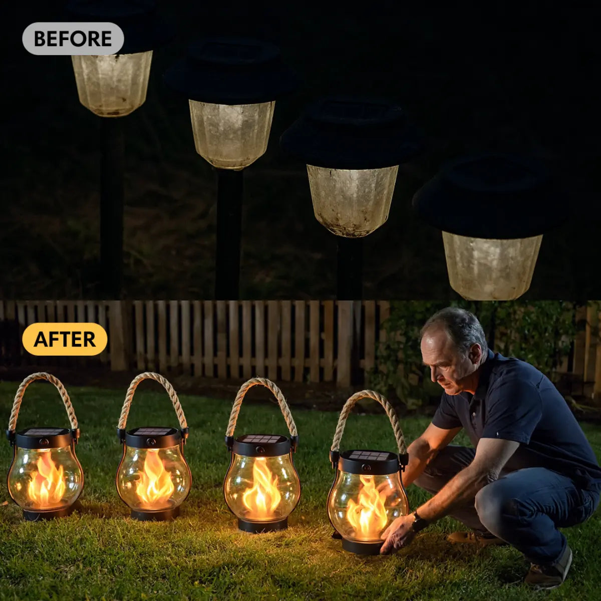 Kaliqo™ Waterproof Solar Lantern with Real‑Flame Outdoor Glow Effect