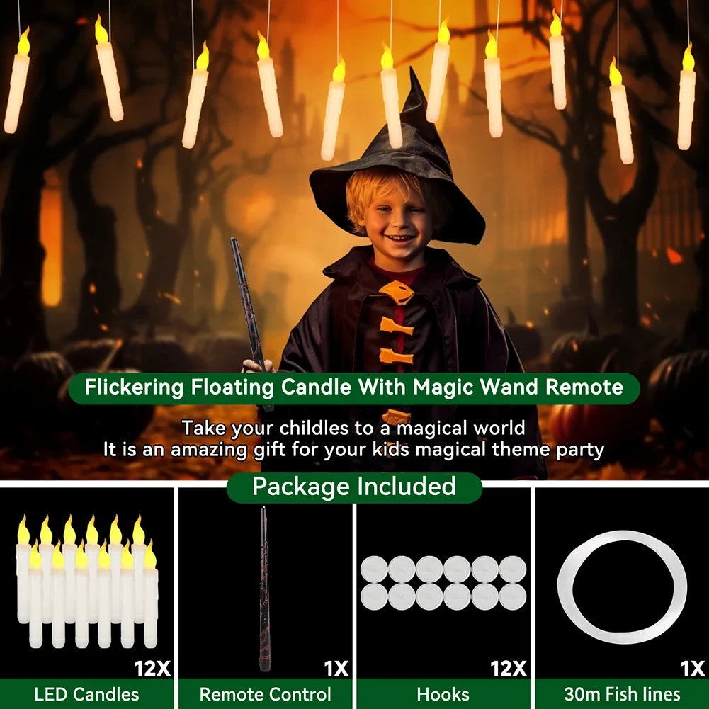 Enchanting Floating LED Candle Set with Magic Wand™
