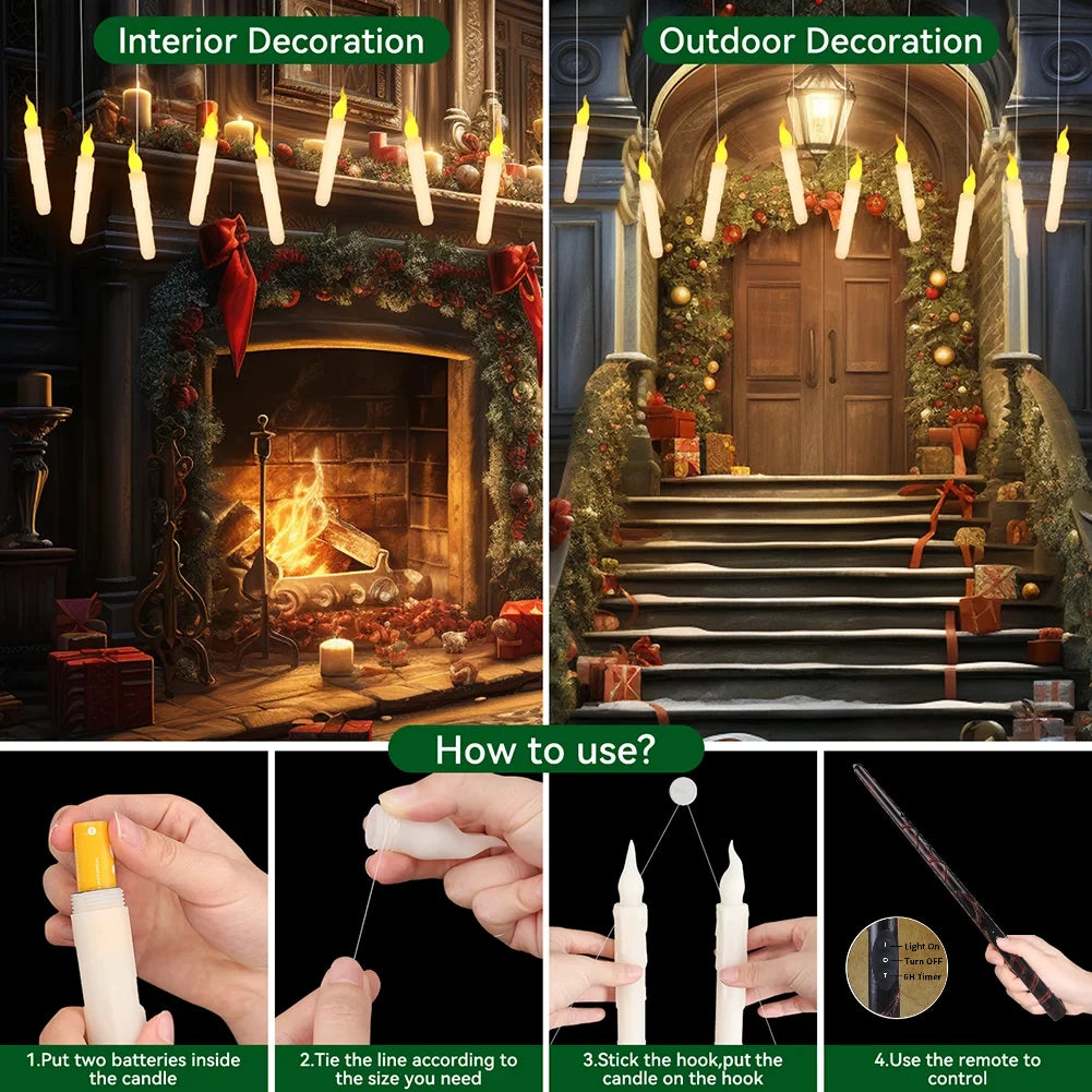 Enchanting Floating LED Candle Set with Magic Wand™