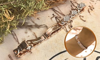 Elegant Rose Gold Flower Copper Bracelet™ for Wellness & Luck