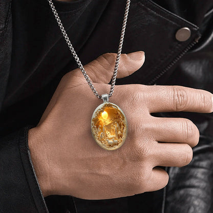 Christmas Nativity 3D Relief Glass & Alloy Pendant™