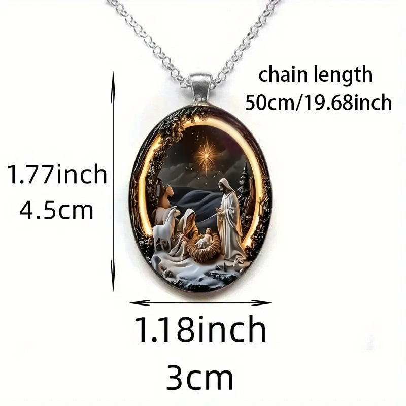 Christmas Nativity 3D Relief Glass & Alloy Pendant™