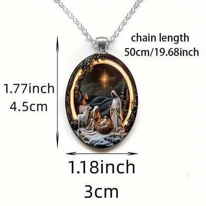 Christmas Nativity 3D Relief Glass & Alloy Pendant™