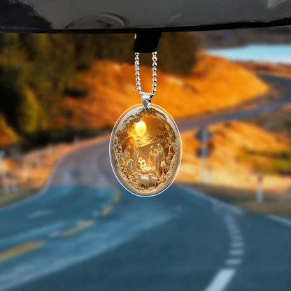 Christmas Nativity 3D Relief Glass & Alloy Pendant™
