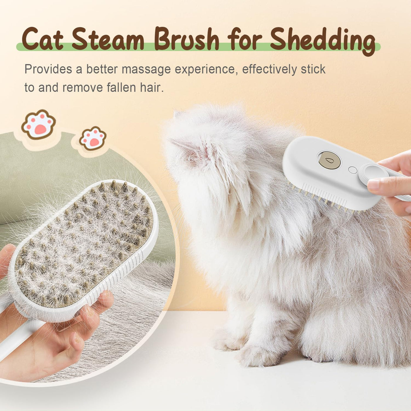 FluffAway™ Steam Comb – Quick, Safe & Mess-Free Grooming