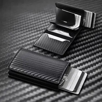 Ultra‑Thin Carbon Fiber Men’s Long Multi‑Card Zipper Wallet™