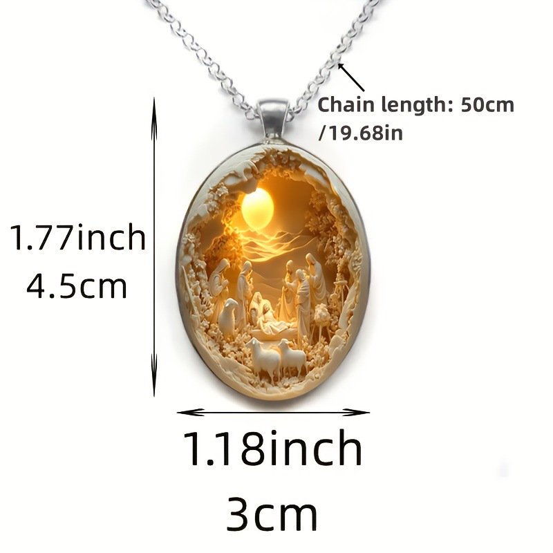 Christmas Nativity 3D Relief Glass & Alloy Pendant™